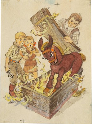 Владимирский Леонид Викторович. Иллюстрация (рис. 113) к первому изданию на немецком языке книги А. Волкова "Огненный бог Марранов" [Wolkow A. Der Feuergott der Marranen Illustrationen von